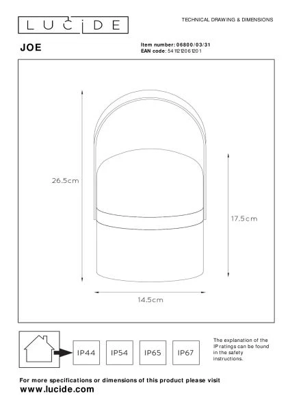 Lucide JOE - Lampe de table Intérieur/Extérieur Rechargeable - Batterie/Piles - Ø 14,5 cm - LED Dim. - 1x3W 2800K/3200K - IP44 - 3 StepDim - Blanc - TECHNISCH